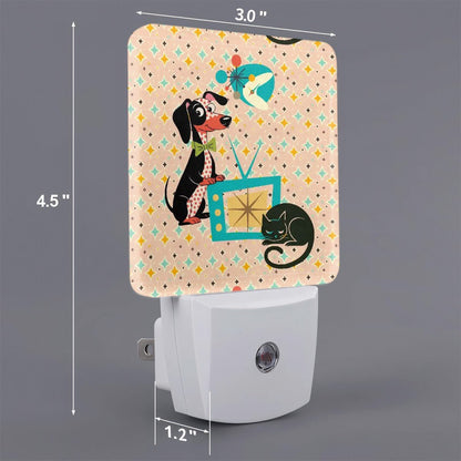 Kate McEnroe New York Doxie Dog Atomic Cat MCM Night Light, Retro Starburst Mid Century Dachshund DecorNight Lightstu4cudyn3q