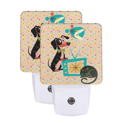 Kate McEnroe New York Doxie Dog Atomic Cat MCM Night Light, Retro Starburst Mid Century Dachshund DecorNight Lightstu4cudyn3q