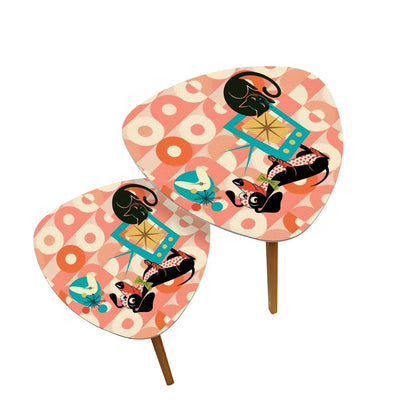 Kate McEnroe New York Doxie Dog, Atomic Kitsch Cat Dachshund Accent Tables, Mid Century Modern Retro Nesting TablesNesting TablesHltJvkKkJG