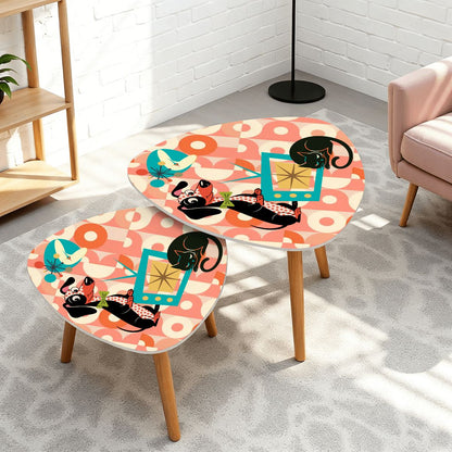 Kate McEnroe New York Doxie Dog, Atomic Kitsch Cat Dachshund Accent Tables, Mid Century Modern Retro Nesting TablesNesting TablesHltJvkKkJG
