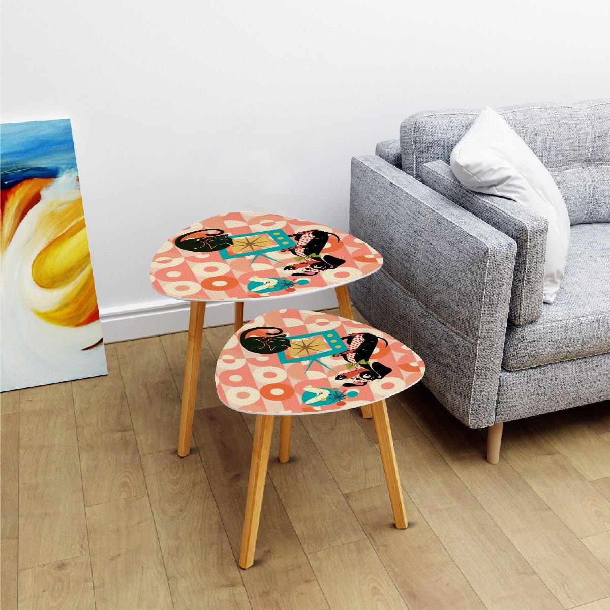 Kate McEnroe New York Doxie Dog, Atomic Kitsch Cat Dachshund Accent Tables, Mid Century Modern Retro Nesting TablesNesting TablesHltJvkKkJG