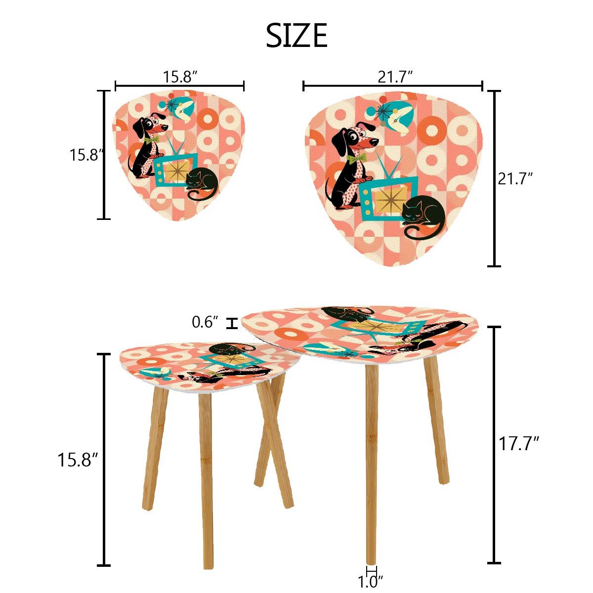 Kate McEnroe New York Doxie Dog, Atomic Kitsch Cat Dachshund Accent Tables, Mid Century Modern Retro Nesting TablesNesting TablesHltJvkKkJG