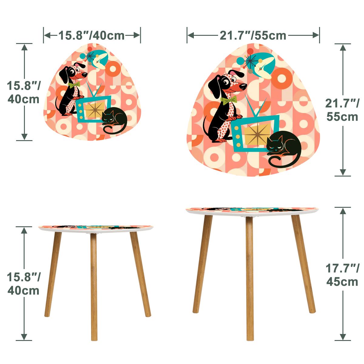 Kate McEnroe New York Doxie Dog, Atomic Kitsch Cat Dachshund Accent Tables, Mid Century Modern Retro Nesting TablesNesting TablesHltJvkKkJG