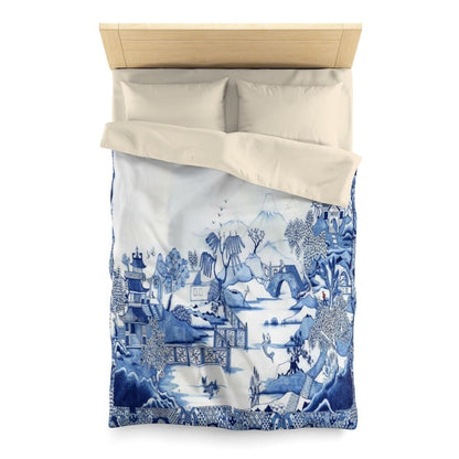 Kate McEnroe New York Duvet Cover set in Blue Willow Chinoiserie, Blue and White Chinoiserie Floral Duvet Cover, Queen King Size Microfiber Bedding, Wedding GiftsDuvet Covers10825587894700841819