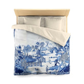 Kate McEnroe New York Duvet Cover set in Blue Willow Chinoiserie, Blue and White Chinoiserie Floral Duvet Cover, Queen King Size Microfiber Bedding, Wedding GiftsDuvet Covers10825587894700841819