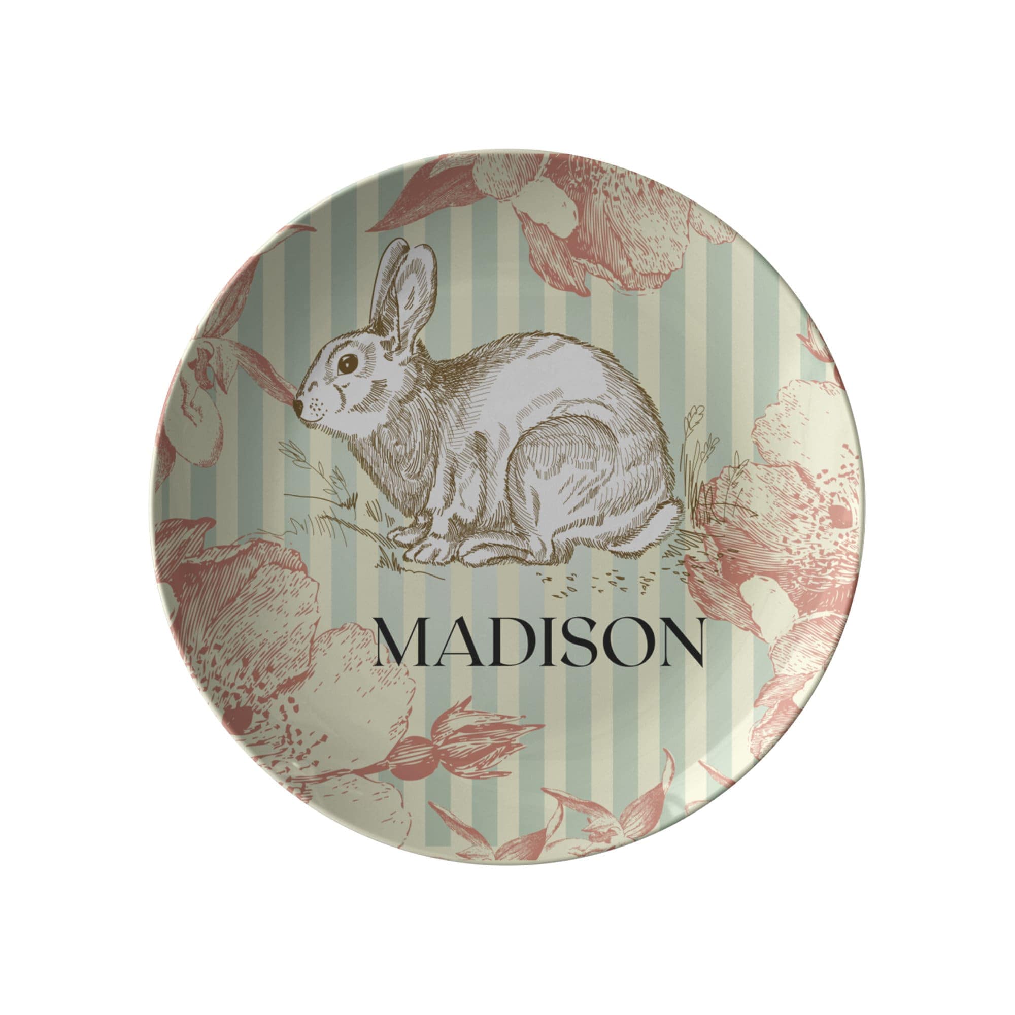 Kate McEnroe New York Easter Bunny Dinner Plate Personalized for Kids and AdultsPlatesPP0 - BUN - GRN - 1