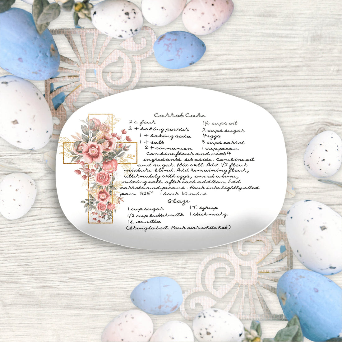 Kate McEnroe New York Easter Cross Handwritten Recipe Platter, Personalized Easter Gift, Family Heirloom KeepsakeServing Platters9727