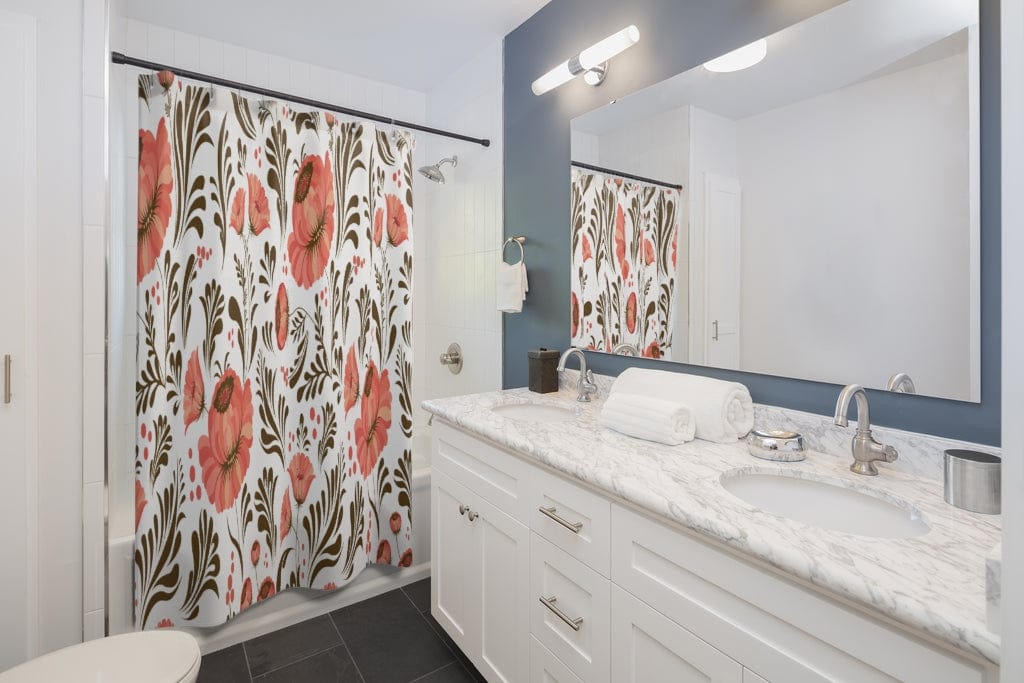 Kate McEnroe New York Elegant Floral Shower Curtains Home Decor 71" × 74" 80072835484145119066
