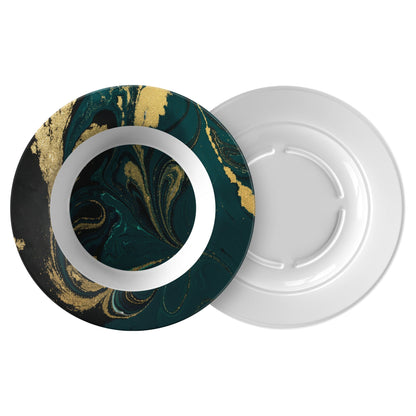 Kate McEnroe New York Emerald and Gold Swirl Marble Bowl, Mid - Century Modern DinnerwareBowls9609