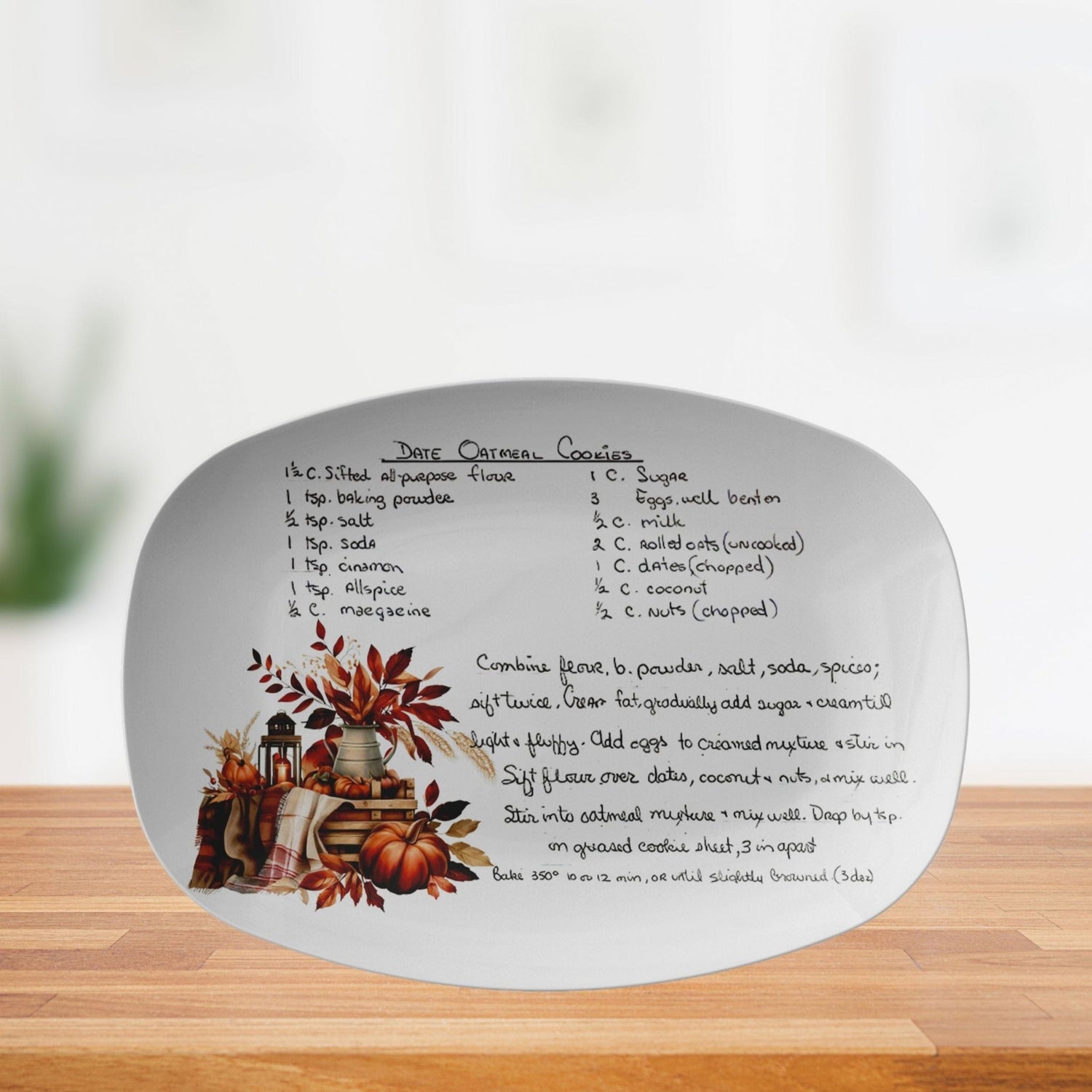 Kate McEnroe New York Fall Farmhouse Handwritten Recipe PlatterServing PlattersPP1 - FLL - SCN - 1