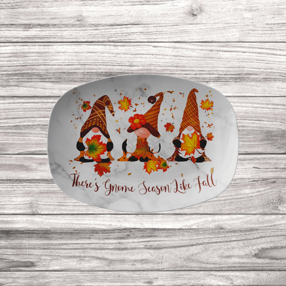 Kate McEnroe New York Fall Gnome Serving Platters with Phrase Theres Gnome Season Like Fall Serving Platters Marble 9729