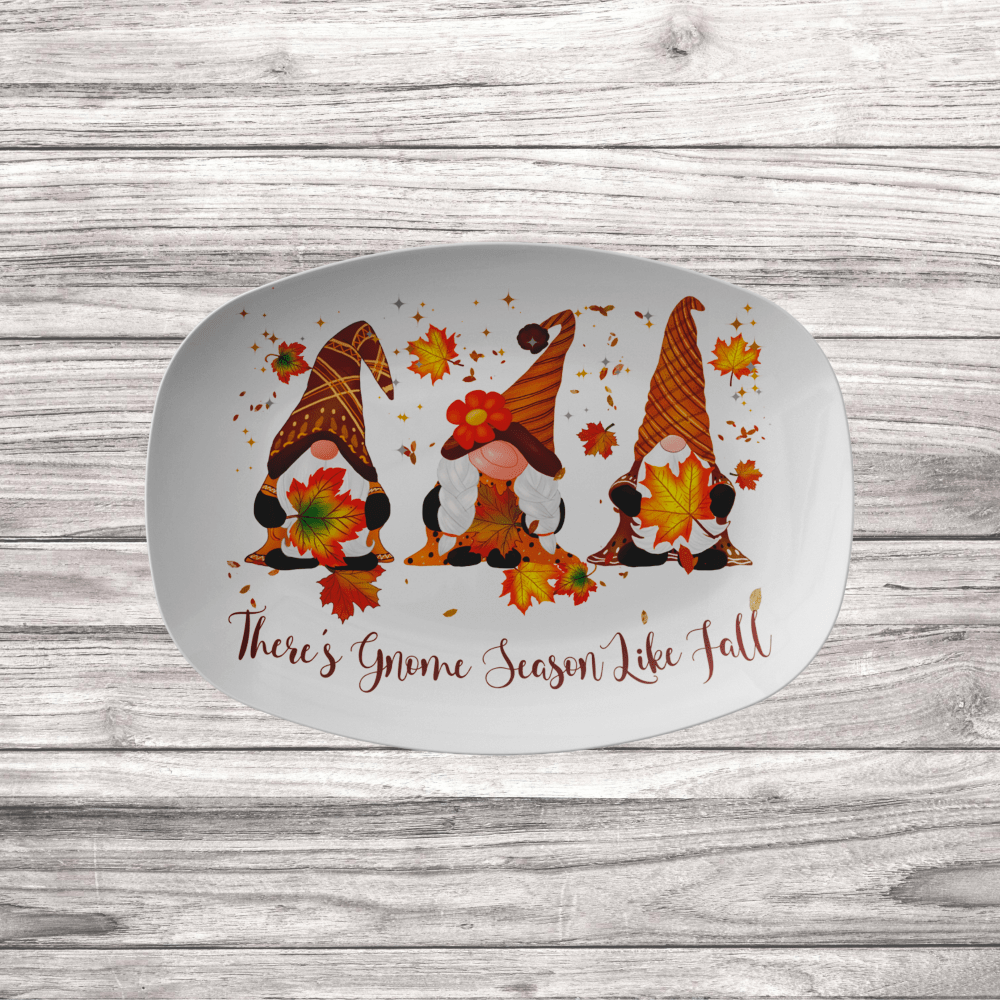 Kate McEnroe New York Fall Gnome Serving Platters with Phrase Theres Gnome Season Like Fall Serving Platters White 9727