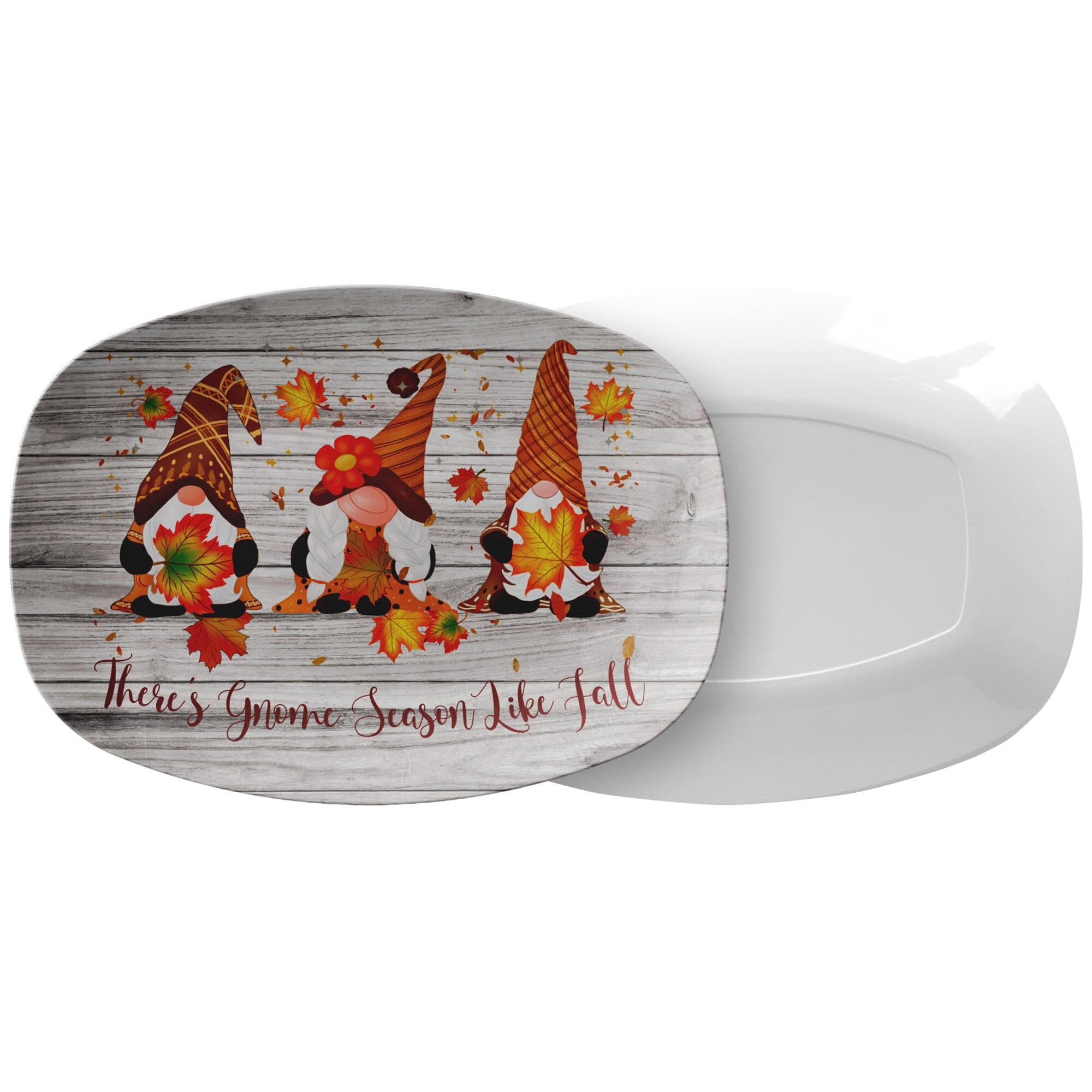 Kate McEnroe New York Fall Gnome Serving Platters with Phrase There&