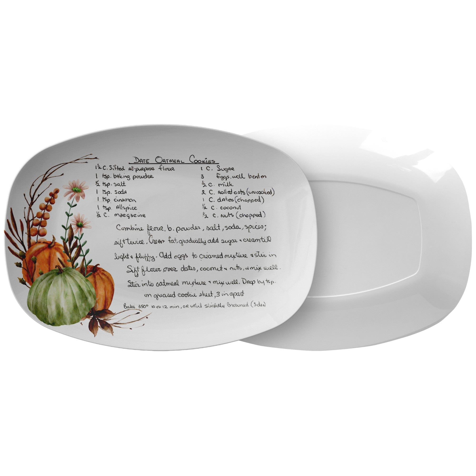 Kate McEnroe New York Fall Handwritten Recipe Platter, Personalized Handwriting Recipe Card Plate Keepsake for Family Heirloom RecipesServing PlattersPP1 - FLL - REC - 2