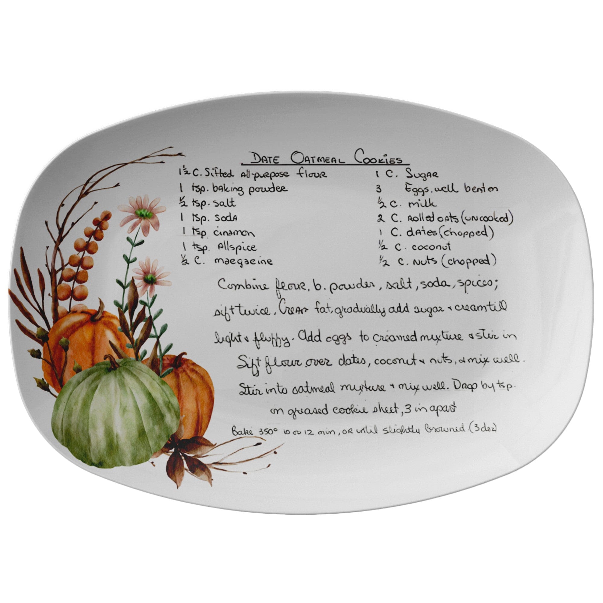 Kate McEnroe New York Fall Handwritten Recipe Platter, Personalized Handwriting Recipe Card Plate Keepsake for Family Heirloom RecipesServing PlattersPP1 - FLL - REC - 2