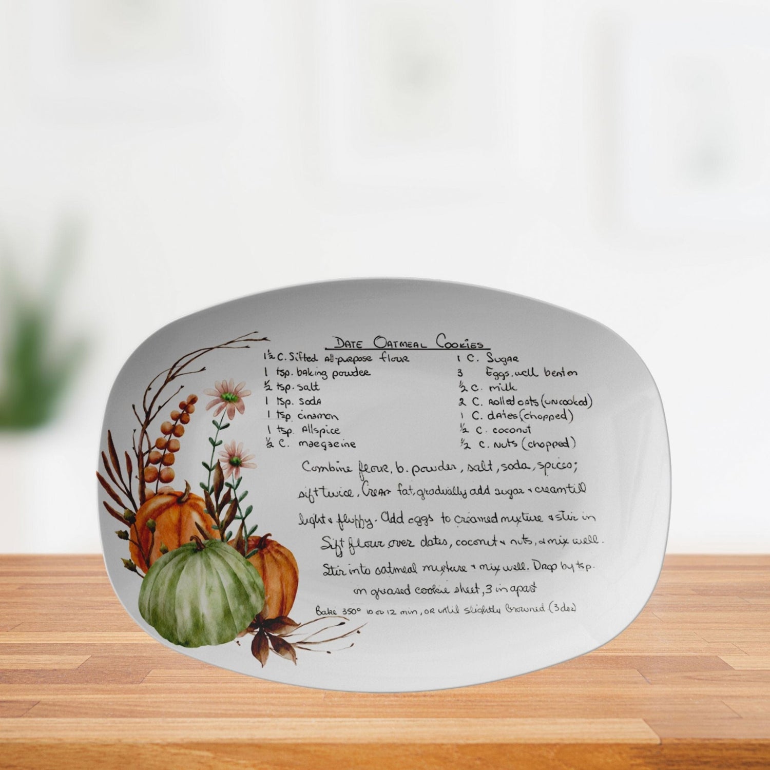 Kate McEnroe New York Fall Handwritten Recipe Platter, Personalized Handwriting Recipe Card Plate Keepsake for Family Heirloom RecipesServing PlattersPP1 - FLL - REC - 2