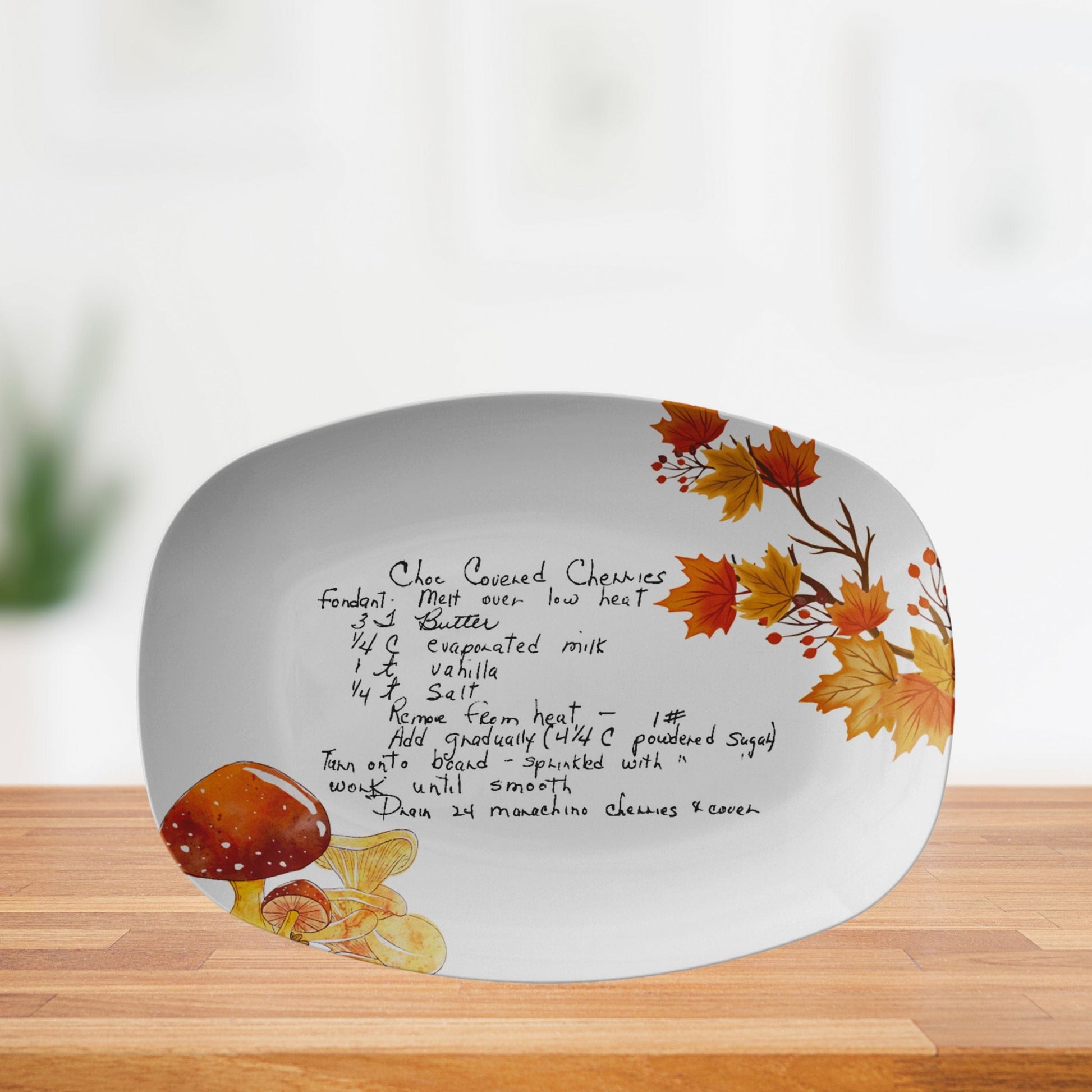Kate McEnroe New York Fall Mushrooms Handwritten Recipe Platter Personalized Platters PP1-FAL-MSH-1