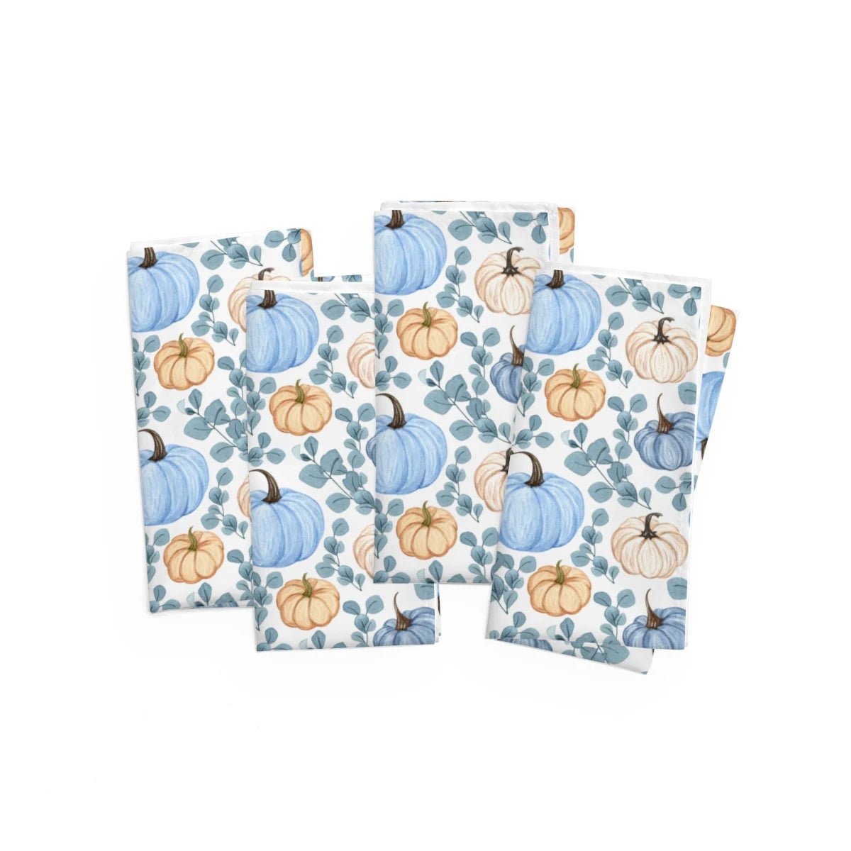 Kate McEnroe New York Fall Napkins, Blue Pumpkin Floral Set of 4 Napkins, Autumn Farmhouse Table Decor, Fall Decor, Thanksgiving Tabletop Decor, Housewarming GiftNapkinsPMK08.1251290