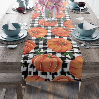 Kate McEnroe New York Fall Pumpkins Gingham Table Runner, Autumn Kitchen Decor, Thanksgiving Dining Table Decoration, Fall Floral Tabletop Decor, Table Linen GiftTable Runners16580672564762382852