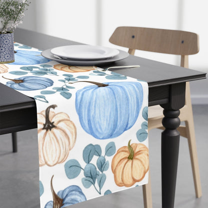 Kate McEnroe New York Fall Table Runner Blue Pumpkin Farmhouse Floral Thanksgiving DecorTable Runners10887444341079734443