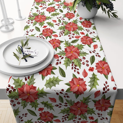 Kate McEnroe New York Farmhouse Poinsettia Christmas Floral Table RunnerTable Runners49272438048298413999