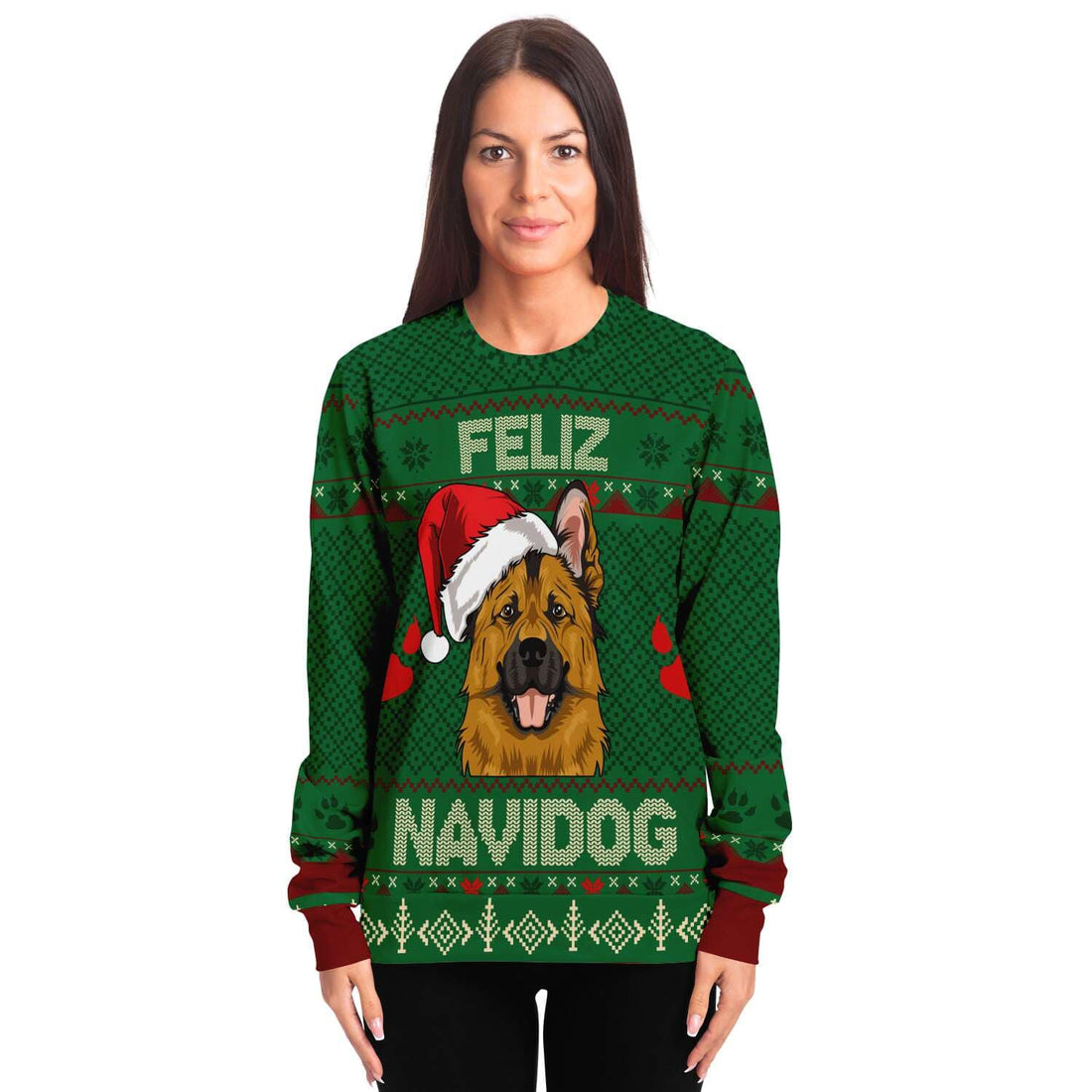 Kate McEnroe New York Feliz Navidog German Shepherd Ugly Christmas SweatersSweatshirtSBSWF_D - 7882 - XS