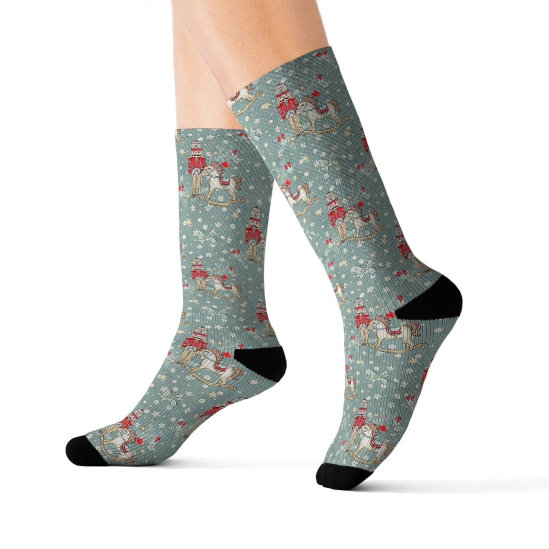 Printify Festive Nutcracker Christmas Socks: Cozy Crew Length with Fleece Lining - Perfect for Men and Women, Holiday Gifts, Stocking Stuffers All Over Prints S 80313761396996542562