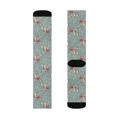 Printify Festive Nutcracker Christmas Socks: Cozy Crew Length with Fleece Lining - Perfect for Men and Women, Holiday Gifts, Stocking Stuffers All Over Prints