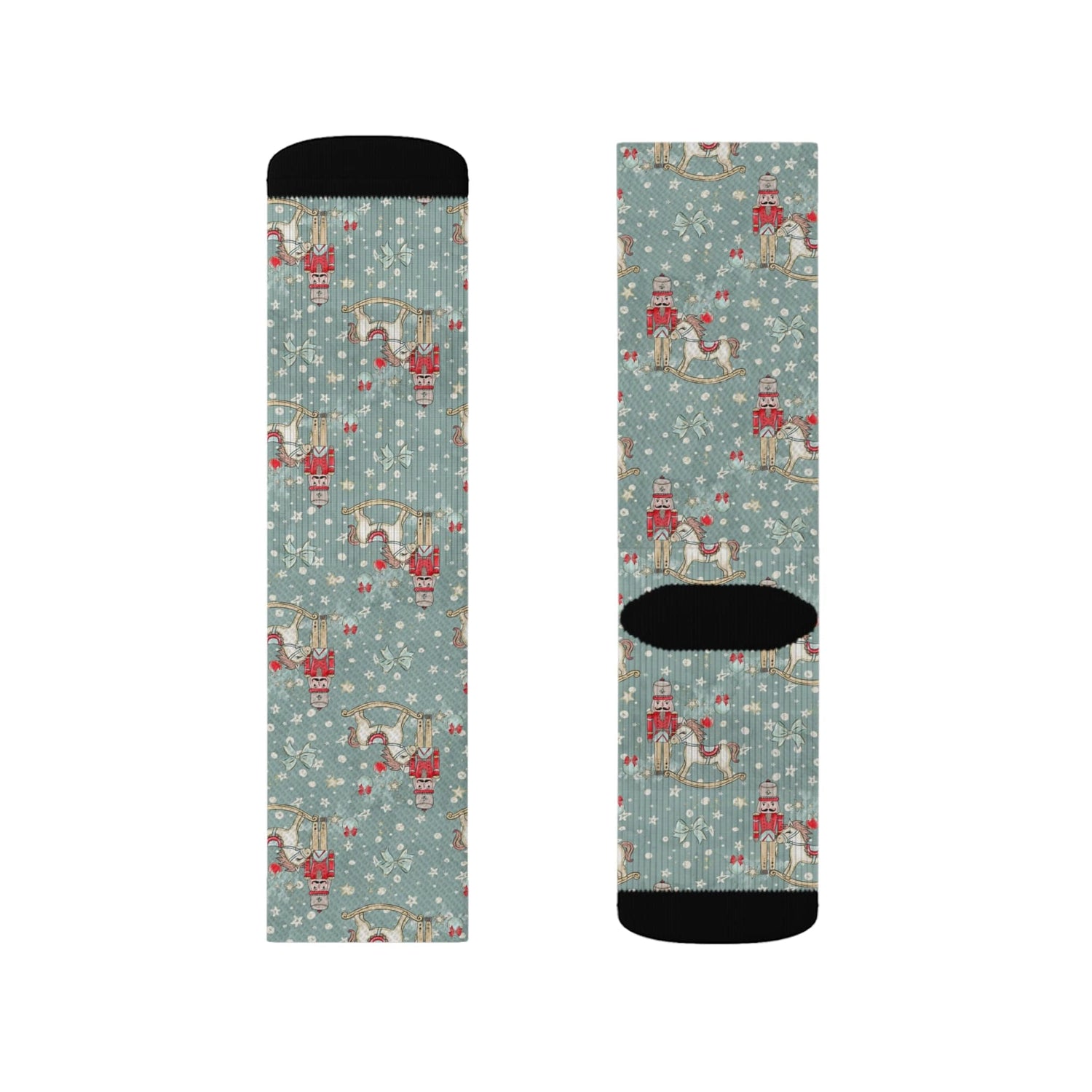 Printify Festive Nutcracker Christmas Socks: Cozy Crew Length with Fleece Lining - Perfect for Men and Women, Holiday Gifts, Stocking Stuffers All Over Prints