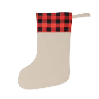 Printify Festive Nutcracker Christmas Stocking: Plaid Top, Burlap Linen Boot, Spacious - Perfect Holiday Decor, Gift for Kids Home Decor