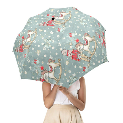 interestprint Festive Nutcracker Semi-Automatic Foldable Umbrella Umbrellas One Size D2842159