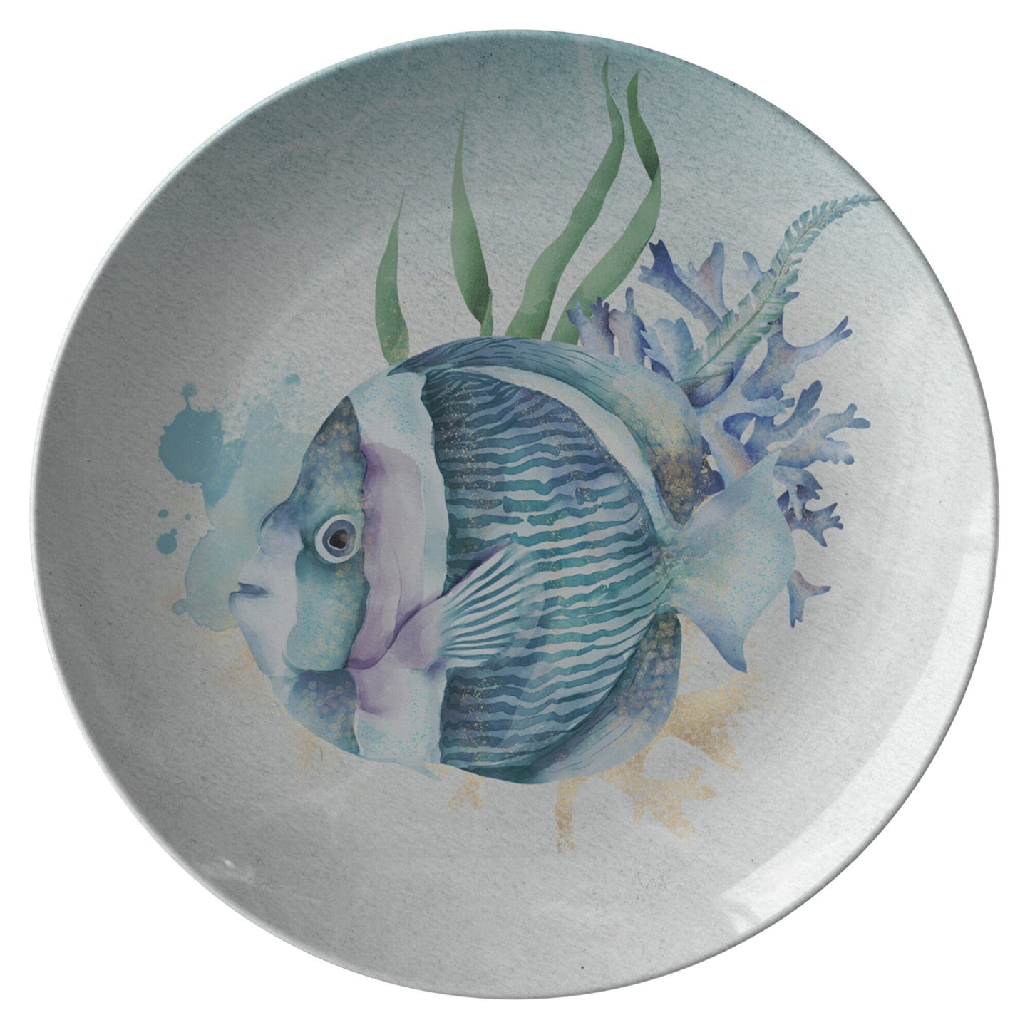 Kate McEnroe New York Fish in Watercolor Dinner Plate Plates