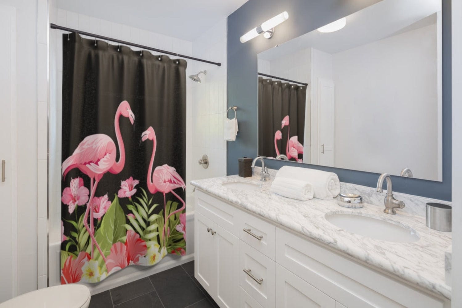 Kate McEnroe New York Flamingo Tropical Flowers Shower CurtainsShower Curtains29168609226645754505