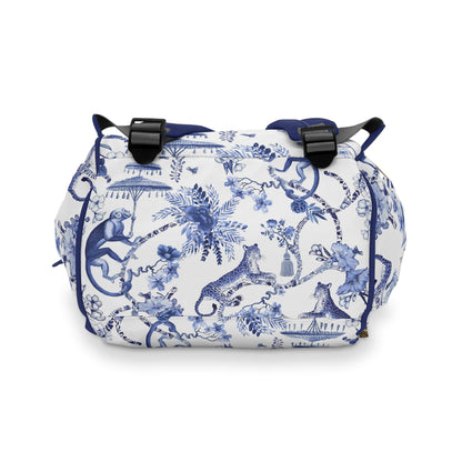 Kate McEnroe New York Floral Blue and White Chinoiserie Jungle Multifunctional Diaper BackpackDiaper Bags77921094055469394436