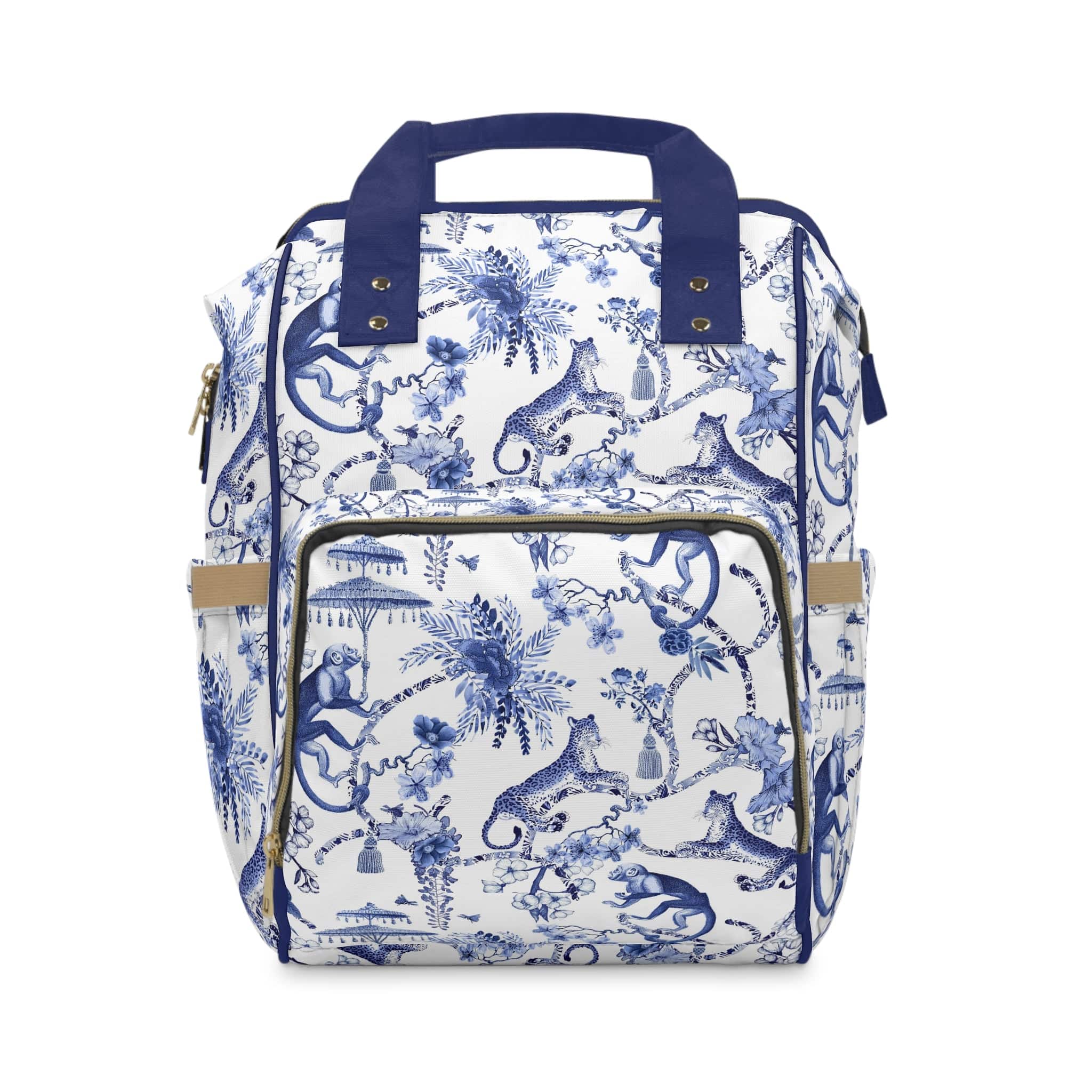 Kate McEnroe New York Floral Blue and White Chinoiserie Jungle Multifunctional Diaper BackpackDiaper Bags77921094055469394436