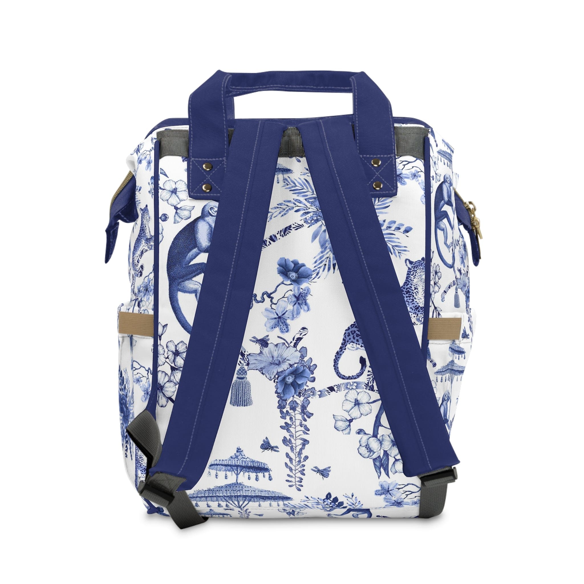 Kate McEnroe New York Floral Blue and White Chinoiserie Jungle Multifunctional Diaper BackpackDiaper Bags77921094055469394436