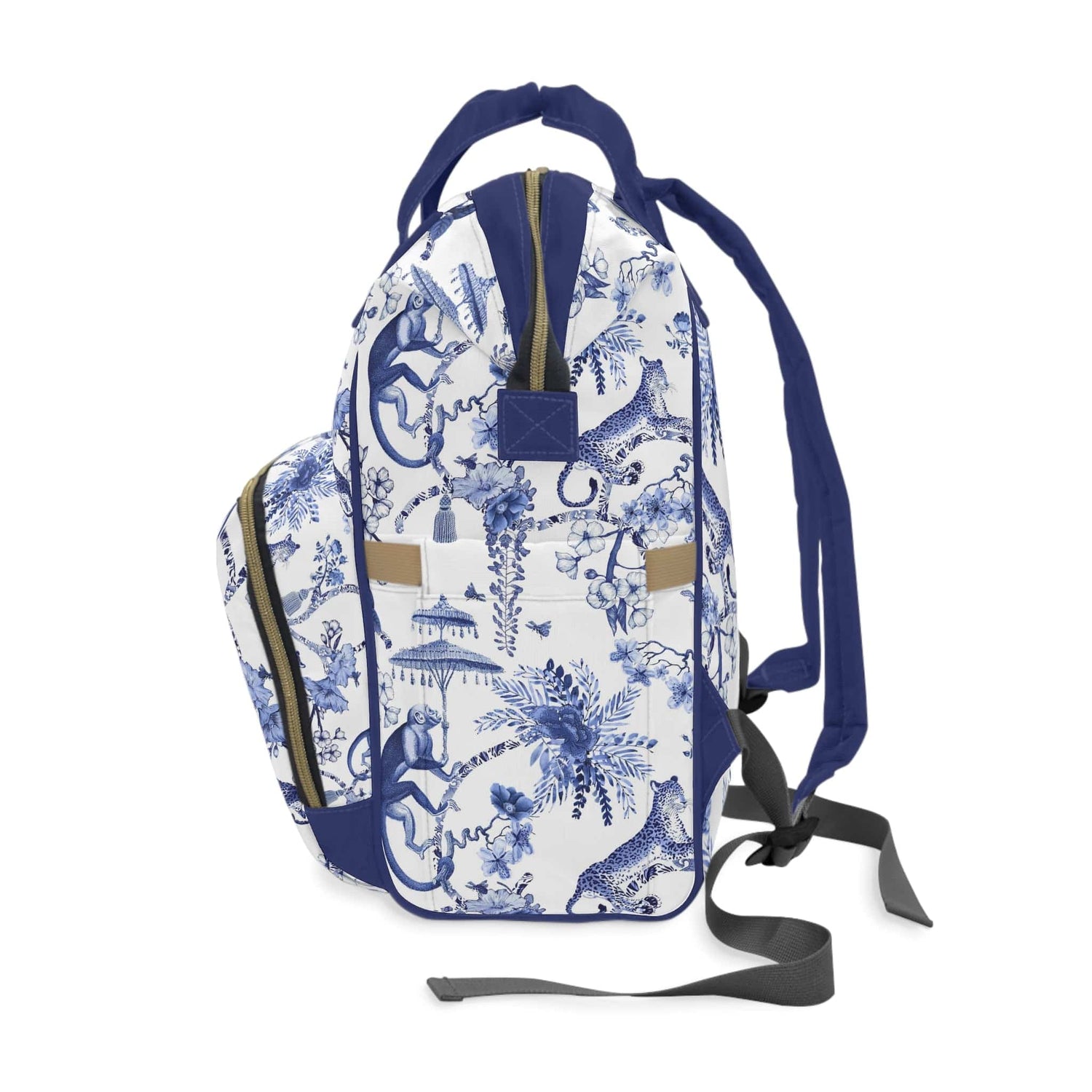 Kate McEnroe New York Floral Blue and White Chinoiserie Jungle Multifunctional Diaper BackpackDiaper Bags77921094055469394436