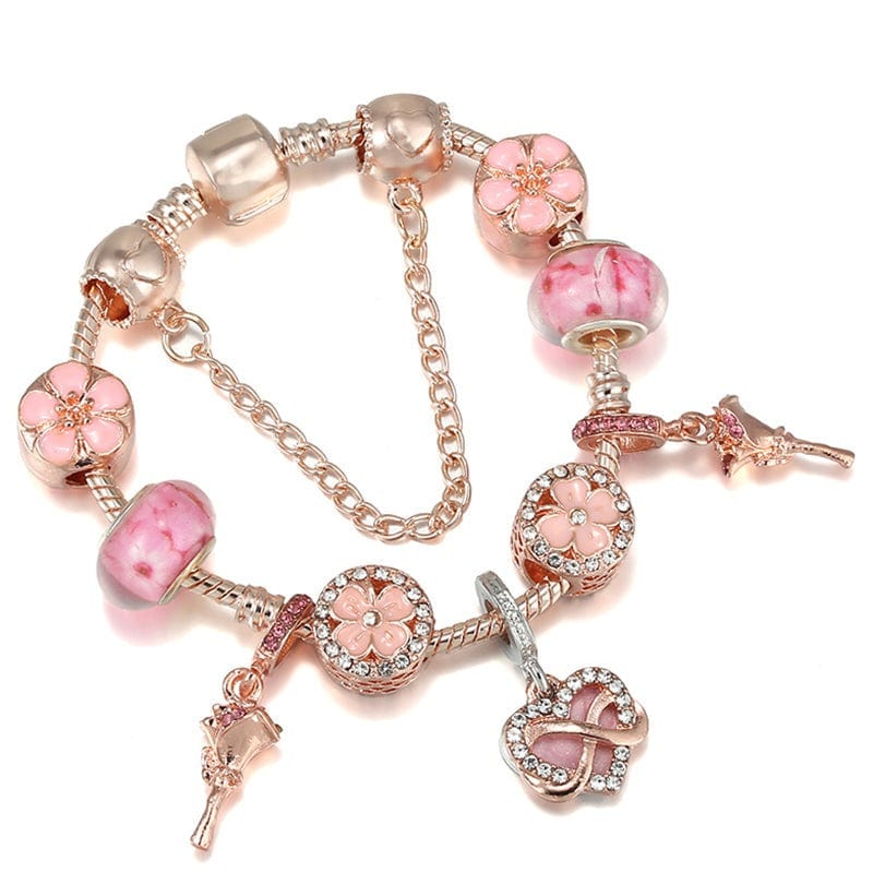 Kate McEnroe New York Floral Crystal Beads Charm Bracelets Bracelets Rose Gold / 18cm 51497718-rose-gold-18cm