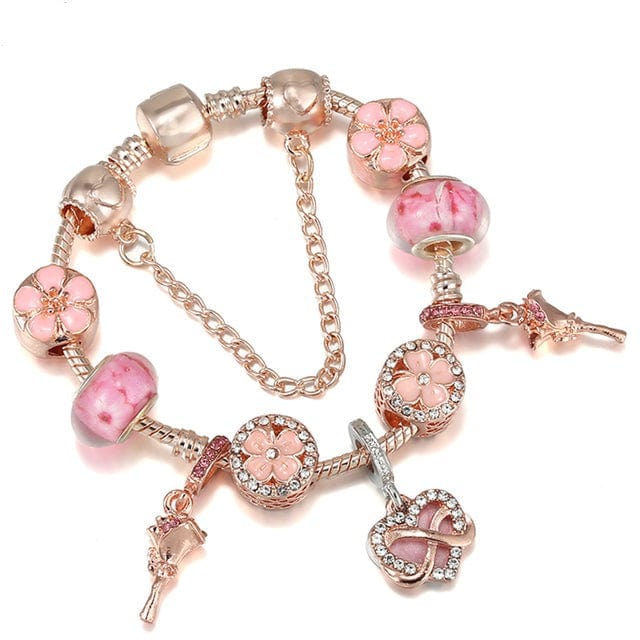 Kate McEnroe New York Floral Crystal Beads Charm Bracelets Bracelets Rose Gold / 21cm 51497718-rose-gold-21cm