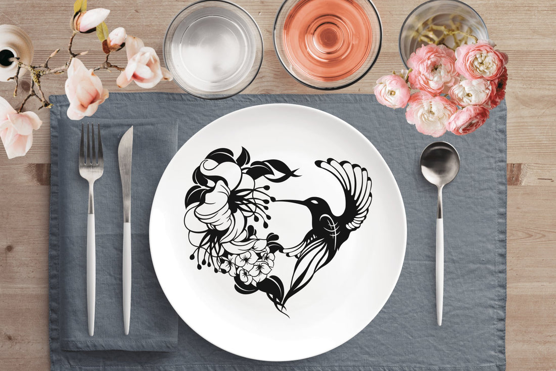 Kate McEnroe New York Floral Hummingbird Heart Dinner PlatesPlates9820SINGLE
