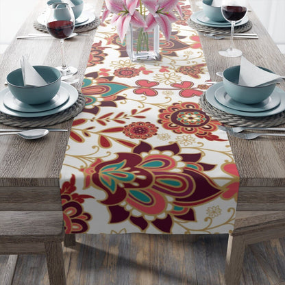 Kate McEnroe New York Floral Paisley Ornamental Table Runner, Boho Indian Print Table Linens, Country Farmhouse Table DecorTable Runners39025476276112344738