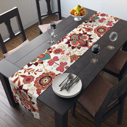 Kate McEnroe New York Floral Paisley Ornamental Table Runner, Boho Indian Print Table Linens, Country Farmhouse Table DecorTable Runners39025476276112344738
