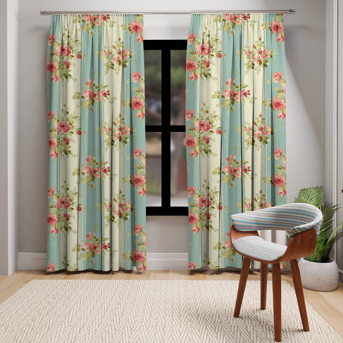 Kate McEnroe New York Floral Shabby Chic Country Farmhouse Window Curtains Window Curtains