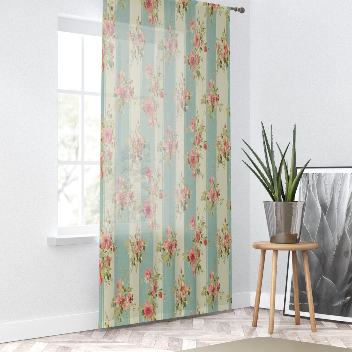 Kate McEnroe New York Floral Shabby Chic Country Farmhouse Window CurtainsWindow CurtainsW3D - SHA - CHI - SH4