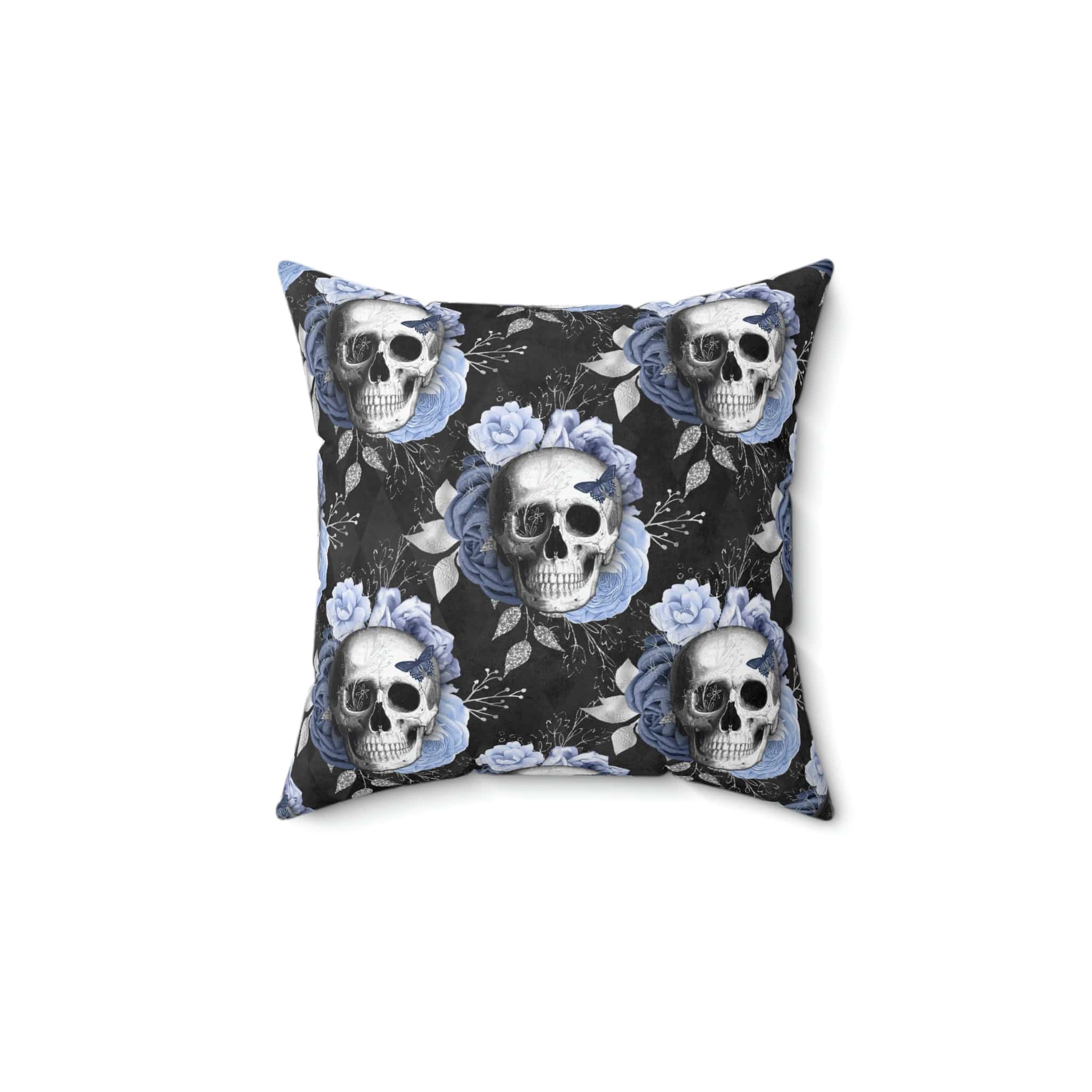 Kate McEnroe New York Floral Skull Square Pillow Cover Throw Pillow Covers 14&quot; × 14&quot; 3549442684