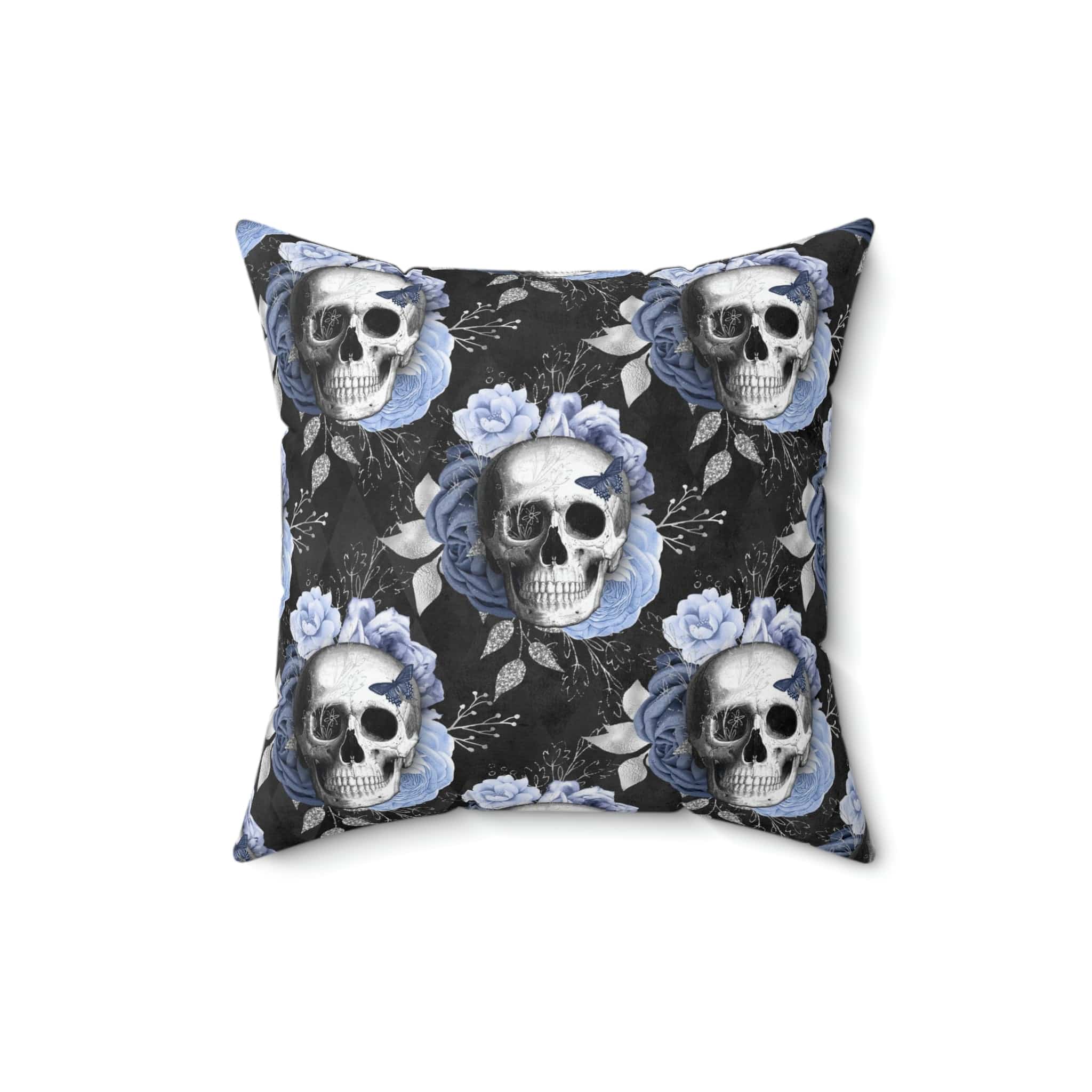 Kate McEnroe New York Floral Skull Square Pillow Cover Throw Pillow Covers 16&quot; × 16&quot; 3549442685