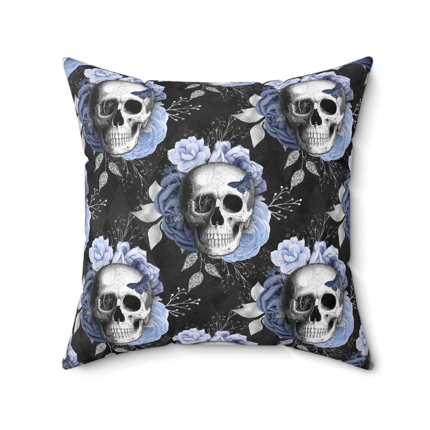 Kate McEnroe New York Floral Skull Square Pillow Cover Throw Pillow Covers