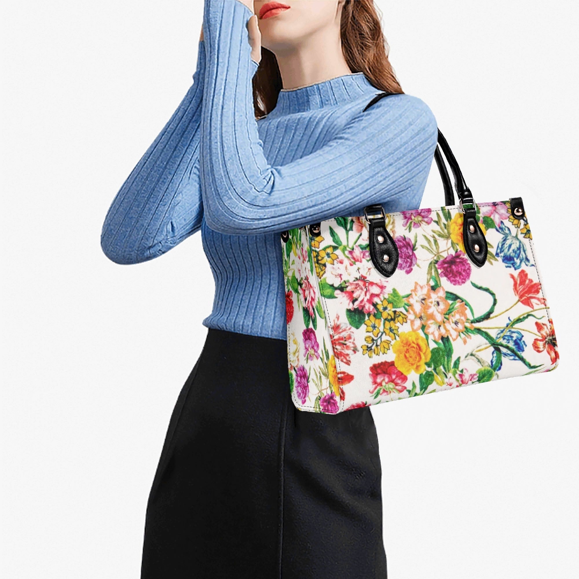 Kate McEnroe New York Floral Top Handle Handbag, Vintage Style Botanical SatchelHandbagsWJ25X9EW-1