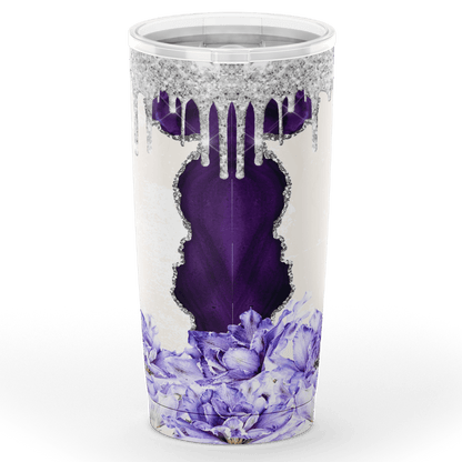 Kate McEnroe New York Flower Glitter Tumbler 20oz - Purple 20oz Tumblers 20oz / Purple SB20TBR-288432-20oz