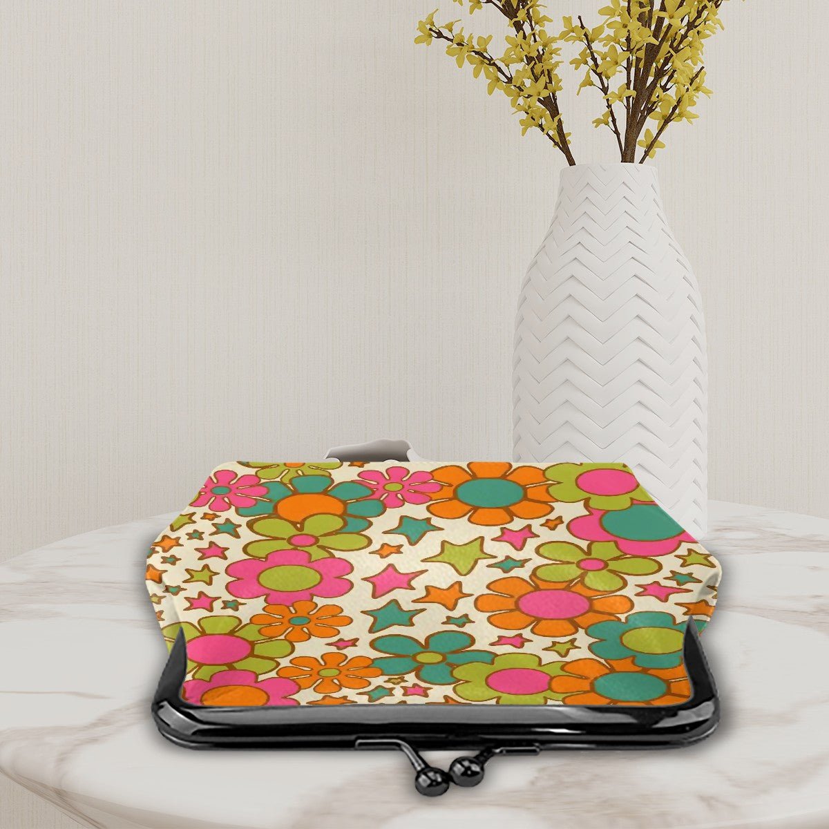 Kate McEnroe New York Flower Power Kiss Lock Coin Purse, Retro Groovy Mid Century ModernCoin PursestA33NacKeB
